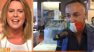 Tiene aperto il ristorante, la Lorenzin lo insulta: Deve stare zitto, non ha nessun diritto. Covid, drammatica rissa da Del Debbio | Video