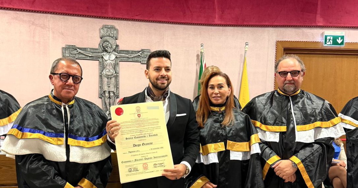 Diego Granese riceve la Laurea Honoris Causa di Dottore in Economia e Fiscalità nella Città del Vaticano
