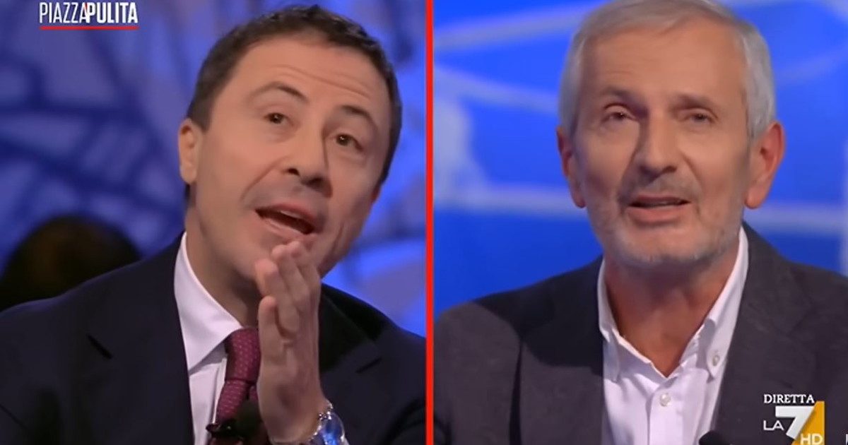 PiazzaPulita, lite Bocchino Carofiglio: "La paternale no eh!"